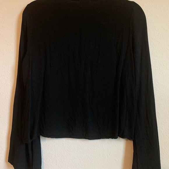 Black Tobi Lace Up Crop Bell Sleeve Top - Picture 7 of 7